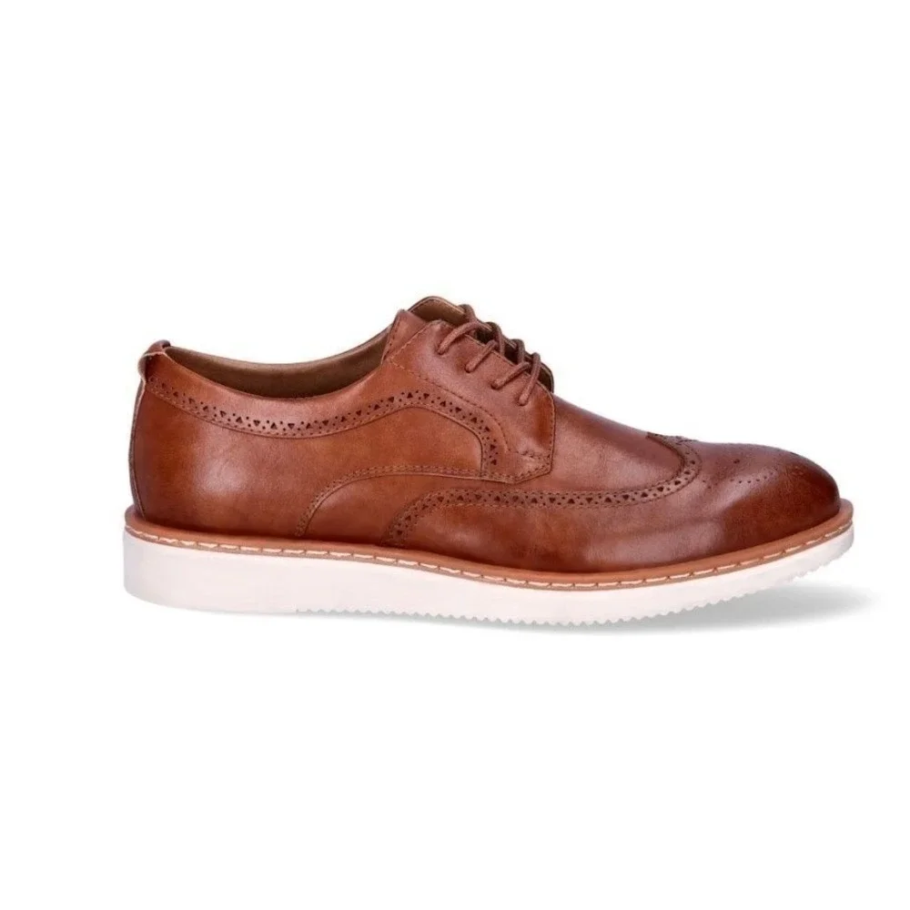 George‎ Mens Jonaah Wingtip Oxford Dress Shoes Brown Size 9.5 Memory Foam New